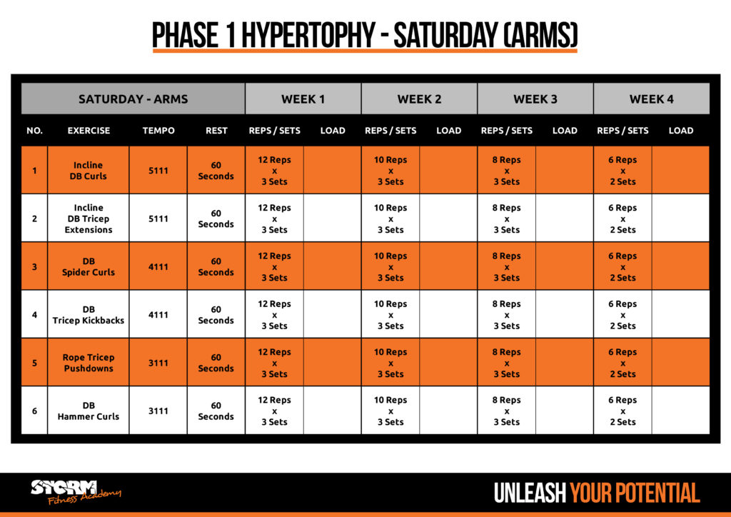 Phase I - arms day